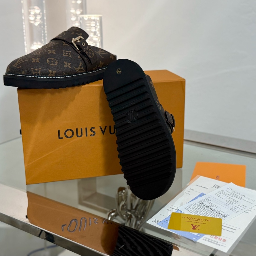 Louis Vuitton Black and Brown Monogram Men's Sandals - Picture 3 of 5